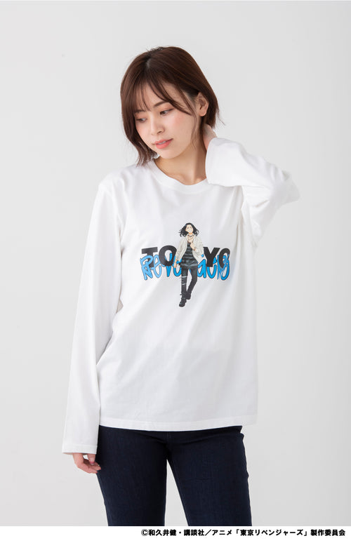 [Baji] [TV Anime "Tokyo Revengers"] Long-sleeved T-shirt (White)