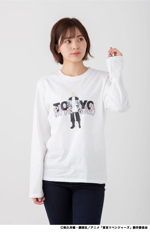 [Draken] [TV Anime "Tokyo Revengers"] Long-sleeved T-shirt (White)