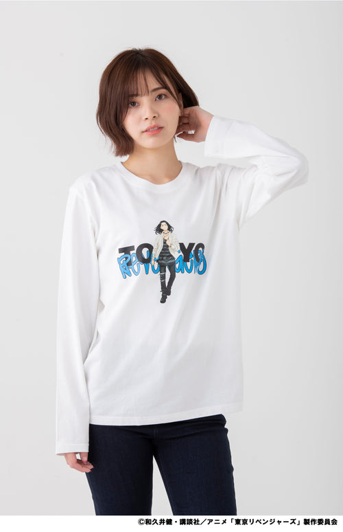 [Baji] [TV Anime "Tokyo Revengers"] Long-sleeved T-shirt (White)